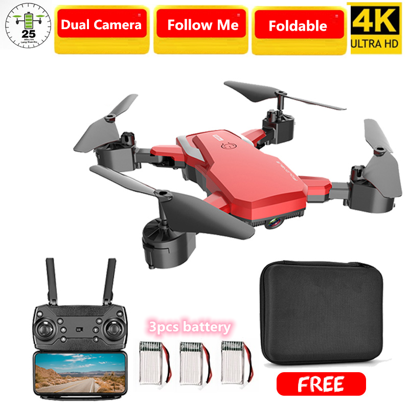 

4K Aerial Photography 4K HD Camera /1080P Dual Camera Smart Follow Me Foldable RCQuadcopter 25mins play with 3pcs drone battery, No camera 1battery