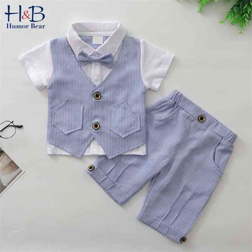 

Summer Boys Clothing Sets Gentleman Shirt Short Sleeve+ Shorts + Bow Suit Boy Fashion Toddler Baby Kids Clothes 210611, Bz1370 white
