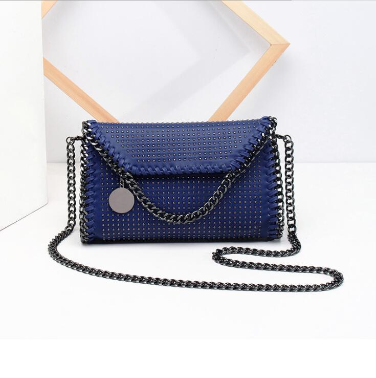 

Factory wholesale women bag street fashion rivet solid color leather handbag exquisite hardware rivets punk shoulder bags simple atmospheric contrast handbags, Light grey2