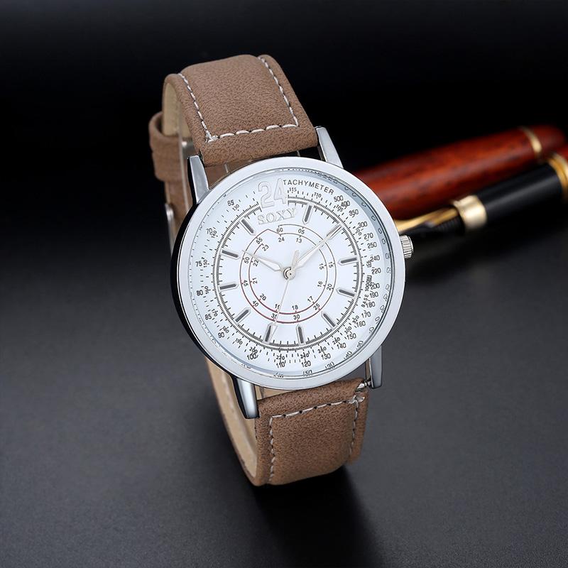 

Wristwatches Men's Watch Date Day Genuine Leather Strap Sport Watches Male Casual Quartz Men Wristwatch, White