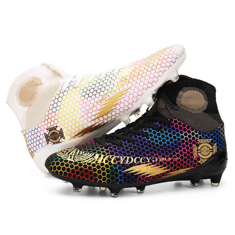 

Soccer shoes Indoor Men Football Shoes High Socks Sports Tf Ag Gentlemen Sneakers Trainers Futsal 0904, Silvery white