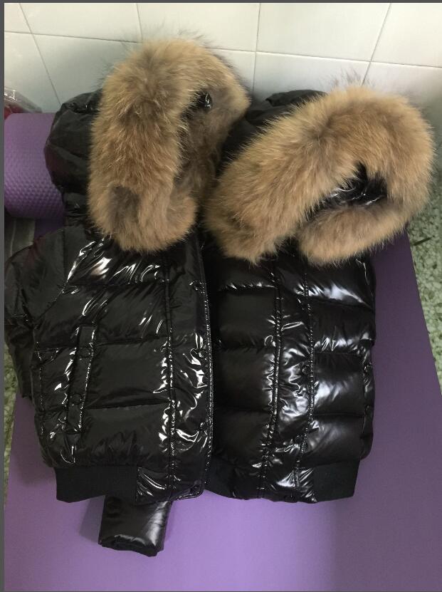 

Black/Red Women 100% Big Real Raccoon Fur Hooded Down Coat Thick Warm Short Winter White Duck Jacket Waterproof Parkas