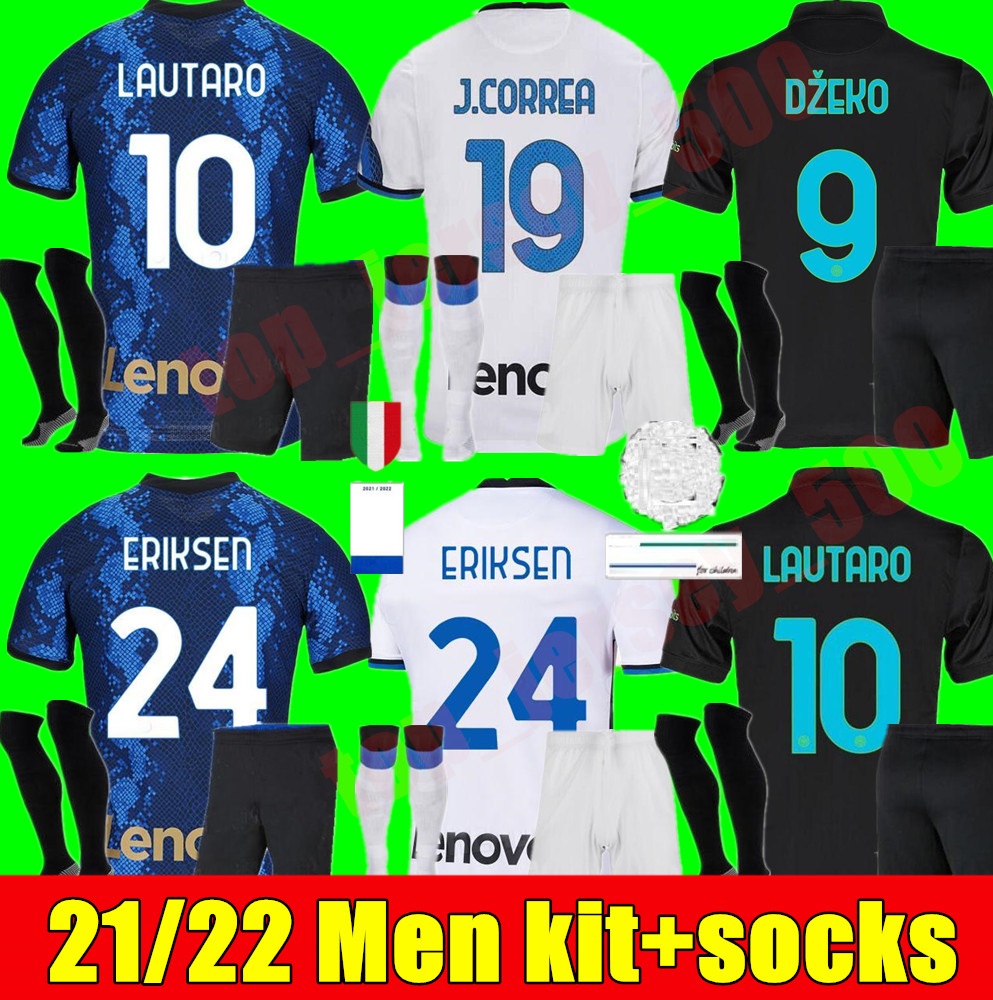 

21 22 INTER soccer jersey home away 3rd MiLAN DZEKO LAUTARO SENSI DUMFRIES VIDAL BARELLA ERIKSEN ALEXIS football shirt 2021 2022 uniforms adult Men kit set, 4th+champion patch