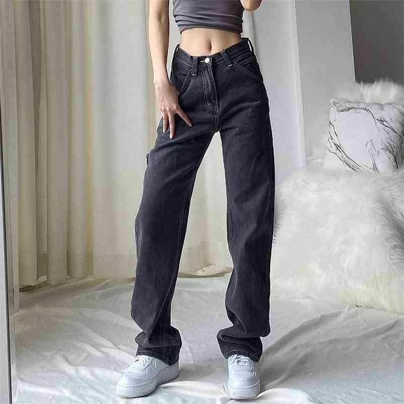 

Cheeky Straight Jeans for Women High Waist Loose Non Stretch Denim With Slim Relaxed Fit Vintage Inspired Feel Pants 210629, White