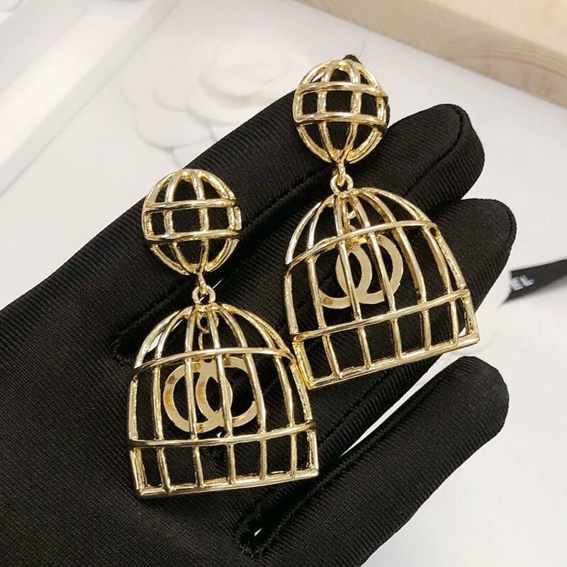 

Metal Fashion birdcage atmosphere net red small fragrance exaggerate temperament Earrings trend new, Silver