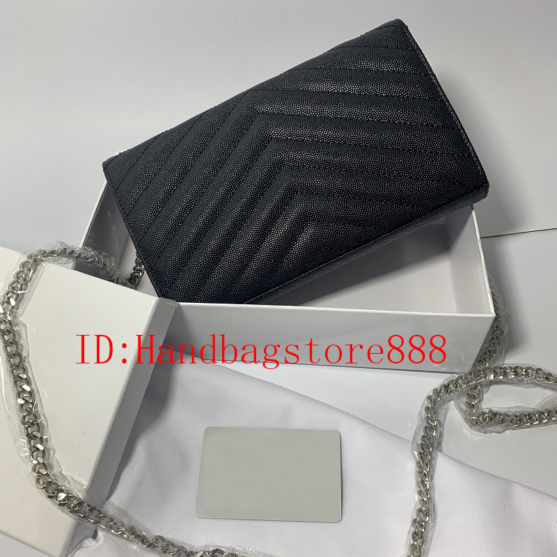 

Original Box women crossbody bag Genuine Leather Handbag lady Shoulder bags Chain Purse card holder slot clutch Envelope Messenger, Black-gold chain