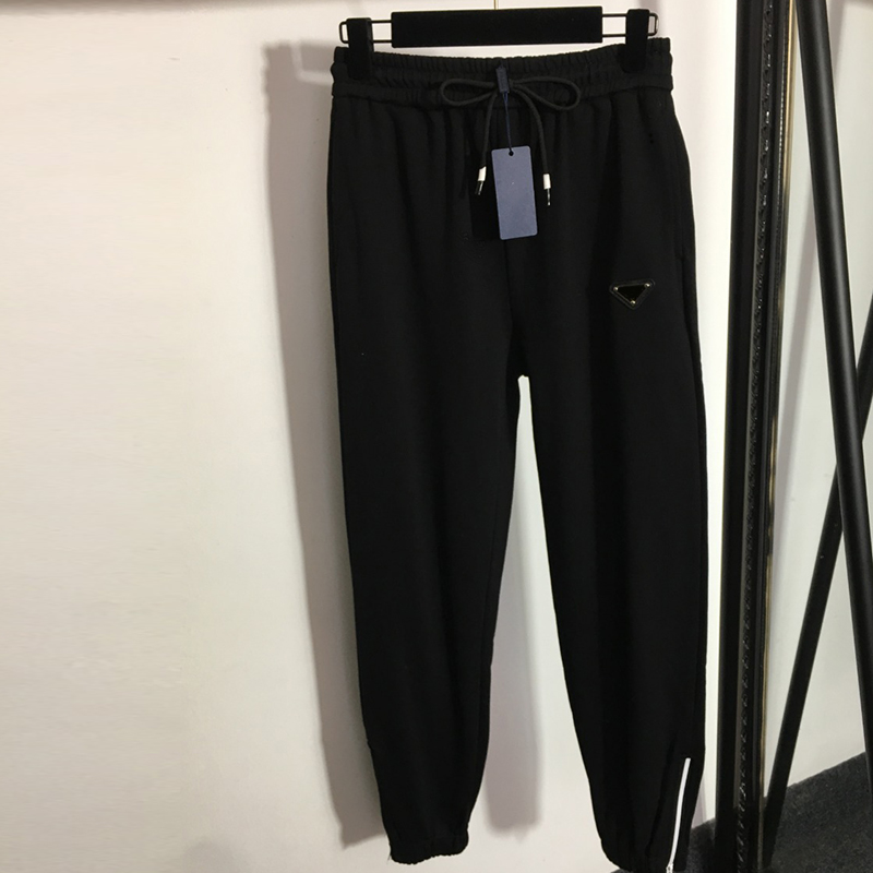 

Classic Triangle Badge Unisex Leggings Luxury Soft Touch Men Women Casual Pants 2 Colors Elastic Waist Couple Pant, Black