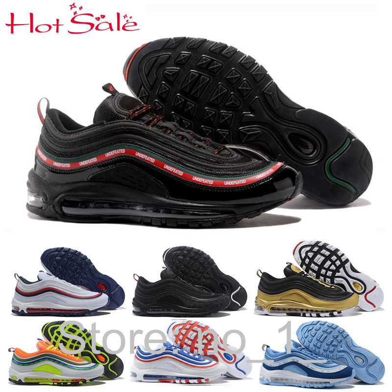 

97 MAxs Classic Designers Men Sky Blue Women Runnings Shoes Triples White Red Olive All Black Grey Green Volt Sports Trainers 97s Flair Walk
