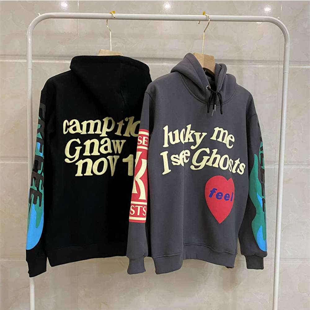 

Kids Ghost 3D Foam printing West Hoodie Men Women Cotton lucky me  See ghos Pullover Kanye Red Heart Feel Sweatshirts, Black