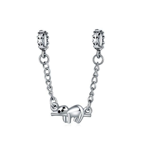 

Silver Pandora Style Cute Sloth Safety Chain Charm Bead Fit Original Pandora 925 Bracelet Pendant DIY Jewelry For Women