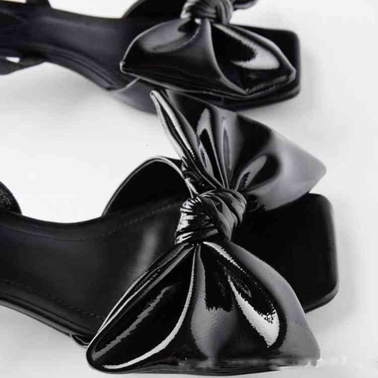 

sandals lmcavasun summer bow patent leather sandals women's low heel wjp2, Black