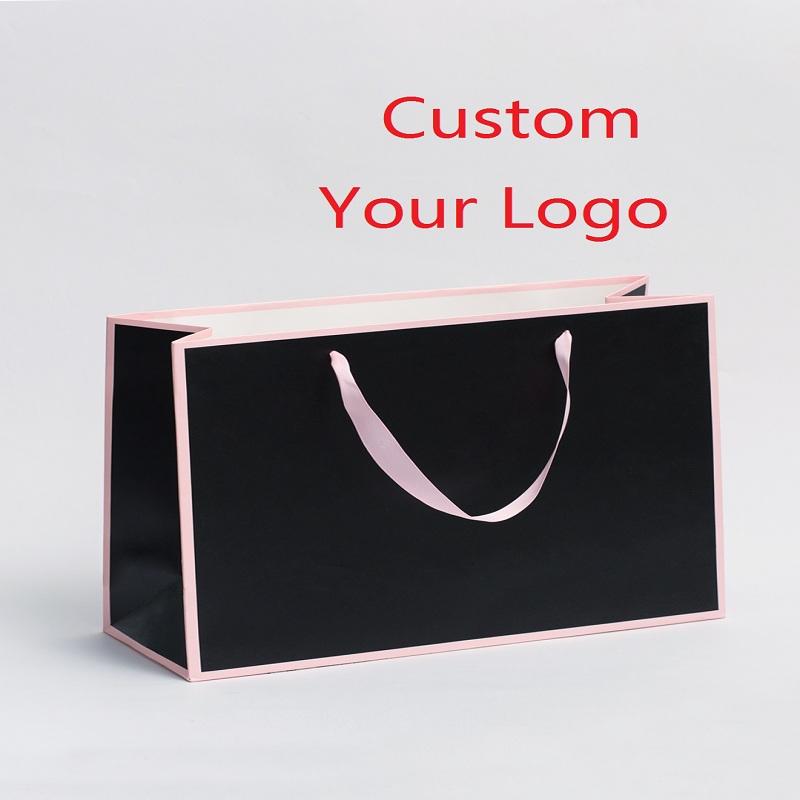 

Shopping Bags Wholesale 500pcs/lot Custom Boutique Gift Paper For Packing Jewelry/makeup/clothes/shoes..., As pic