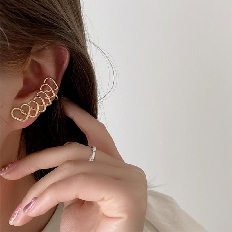 

Pendant Necklaces U-Magical Unique Design Connect Hollow Love Heart Dangle Earrings For Women Unusual Gold Silver Metal Earring Jewelry Pend