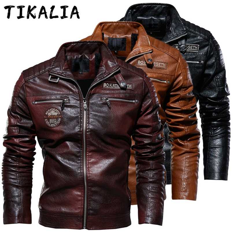 

Autumn Leather Jacket Men PU Leather Motorcycle Jacket Vintage Style Coat Men Biker Coat Slim Fit Stand Collar Zip Up Fashion 211111, Yellow