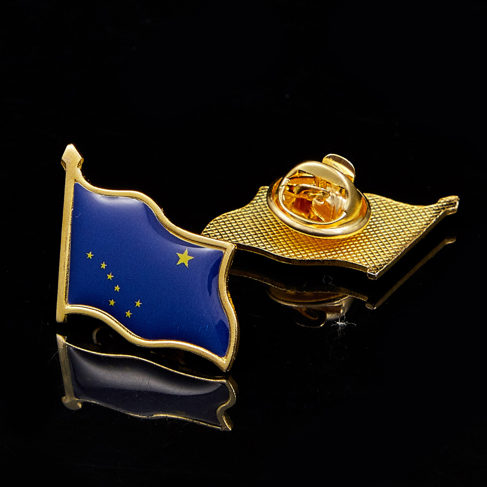 30pcs USA State of Alaska Flag Pin Brooch Craft Gold Plated Flag Badge Jewelry Lapel Pins-image-705492262