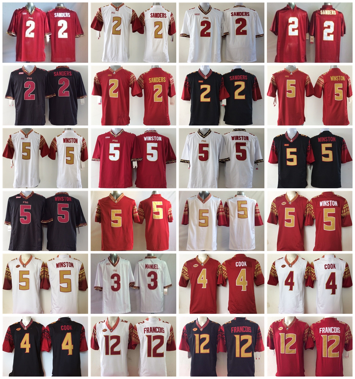 

2021 NCAA America Football Jersey Florida State Seminoles Jerseys 2 Deion Sanders Derwin James EJ Manuel Jameis Winston Dalvin Cook Deondre Francois White Stitched
