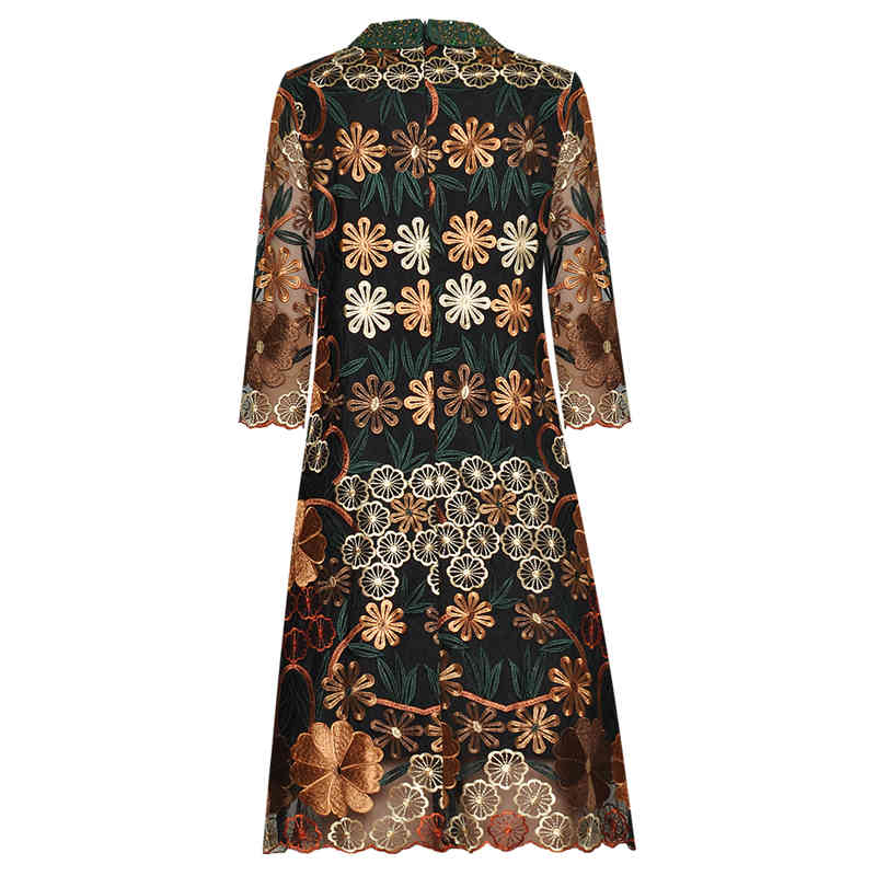 

dress Seqinyy ed vintage 2021 summer female fashion design half sleeve embroidered flowers luxury mini mesquite, Blue