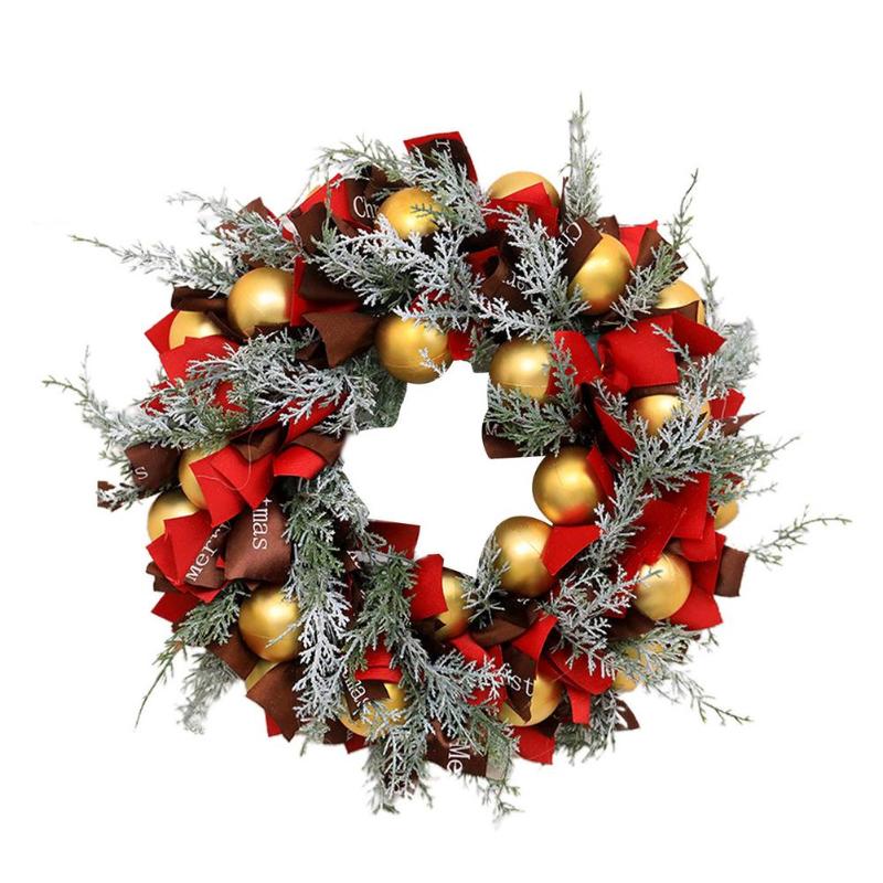 

Christmas Decorations Wreath Simulation Flower Vine Circle Front Door Wall Hanging Garland 2021 Pendant Holiday Home