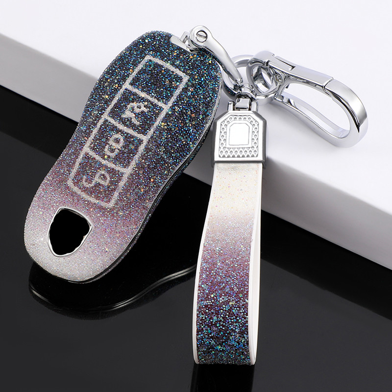 

For Porsche macan Cayenne panamera 718 All-inclusive special key cover keychain shell car accessories for girls, Black