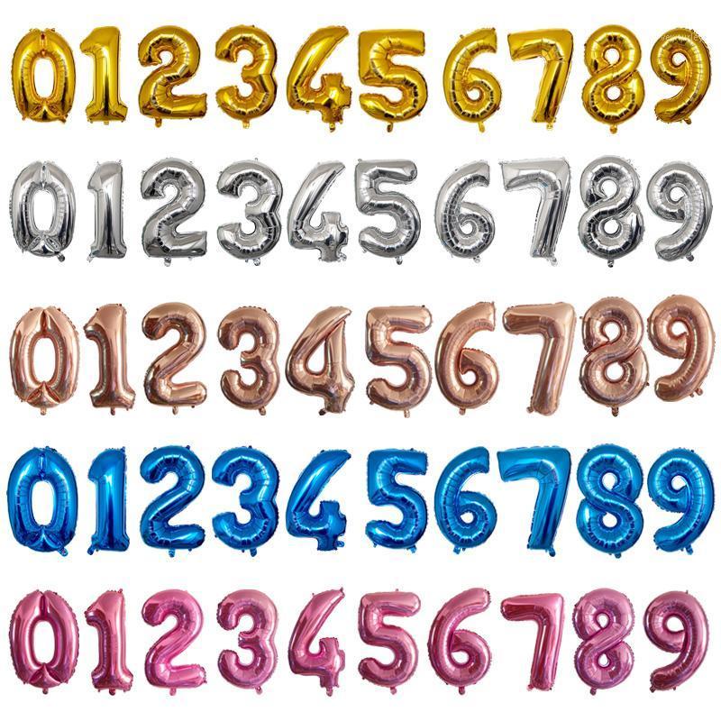 

Party Decoration 16/32/40 Inch Big Size Rose Gold Sliver Digital Number Figure Foil Balloons Kids Adult Birthday Supplies Ballon