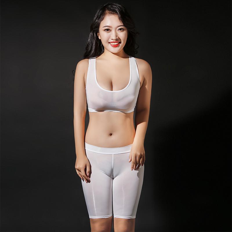 

Women's Pants & Capris Allure See Through Ice Silk Short Leggings Shiny Candy Color Sexy Women Oil Gloosy Low Rise Waist Push Up Tight Knee, Apricot tops 6012
