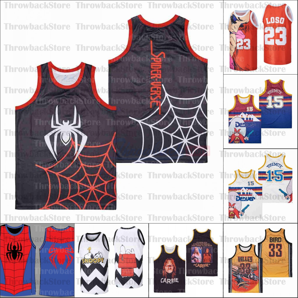 

basketball Jerseys Movie TV INTO SPIDER VERSE LARRY BIRD VALLEY ALTERNATE HIGH CARRIE YOSEMITE SAMWHITE, As photo