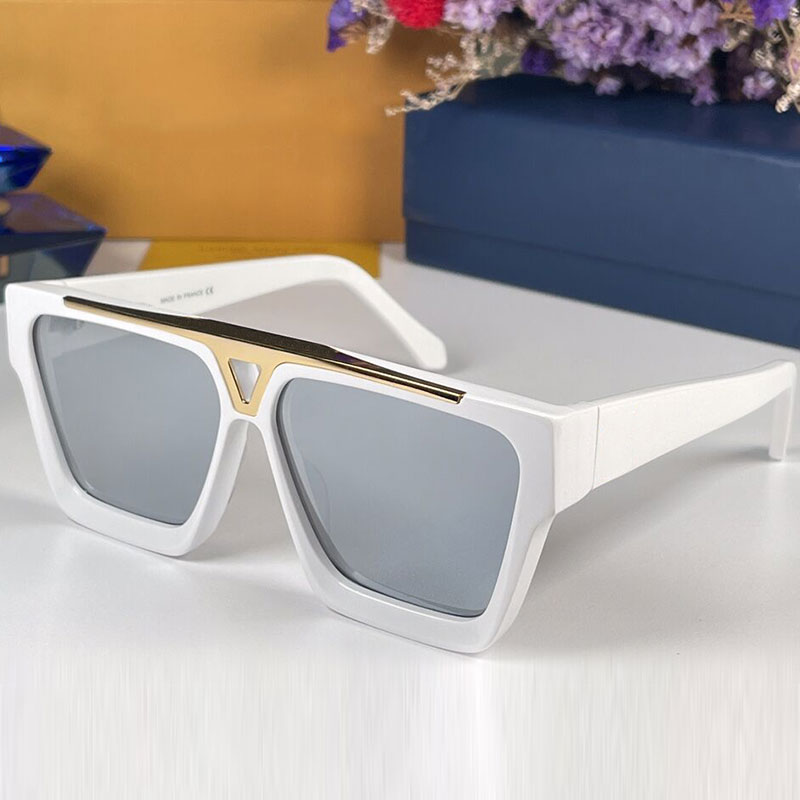 

Mens 1:1 EVIDENCE Sunglasses Z1502 latest millionaire 10.0 thickness three-dimensional beveled sheet fashion simple style men sun glasses UV400 black white frame