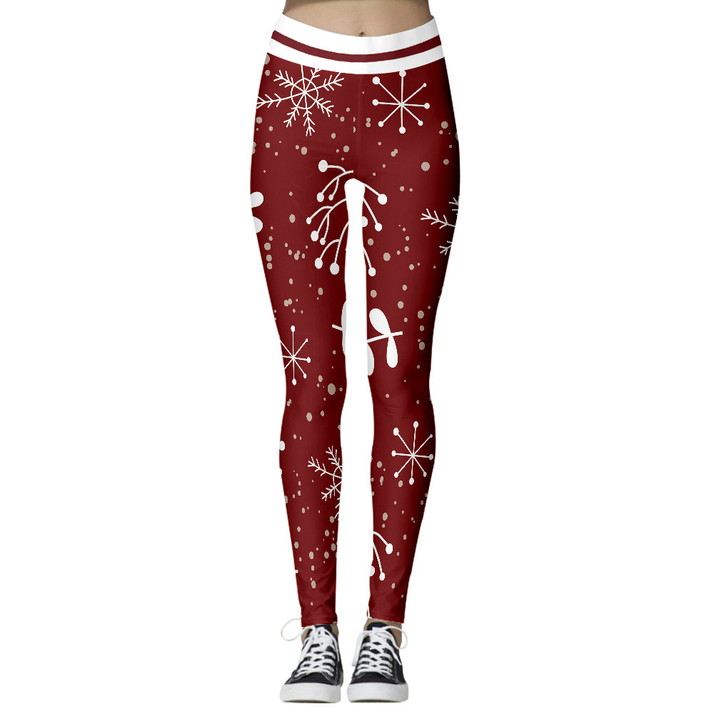 

Christmas tights women's trousers and leggings leg role printing stretch women's sports yoga peach hip tights, Picture1