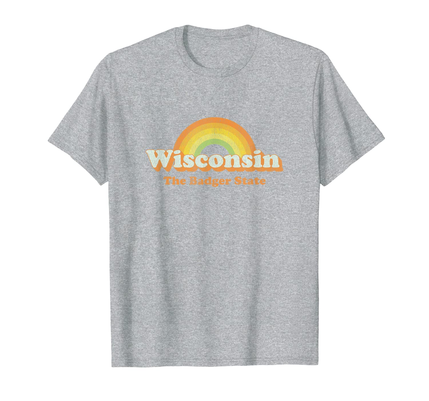 

retro wisconsin t shirt vintage 70s rainbow tee design, White;black