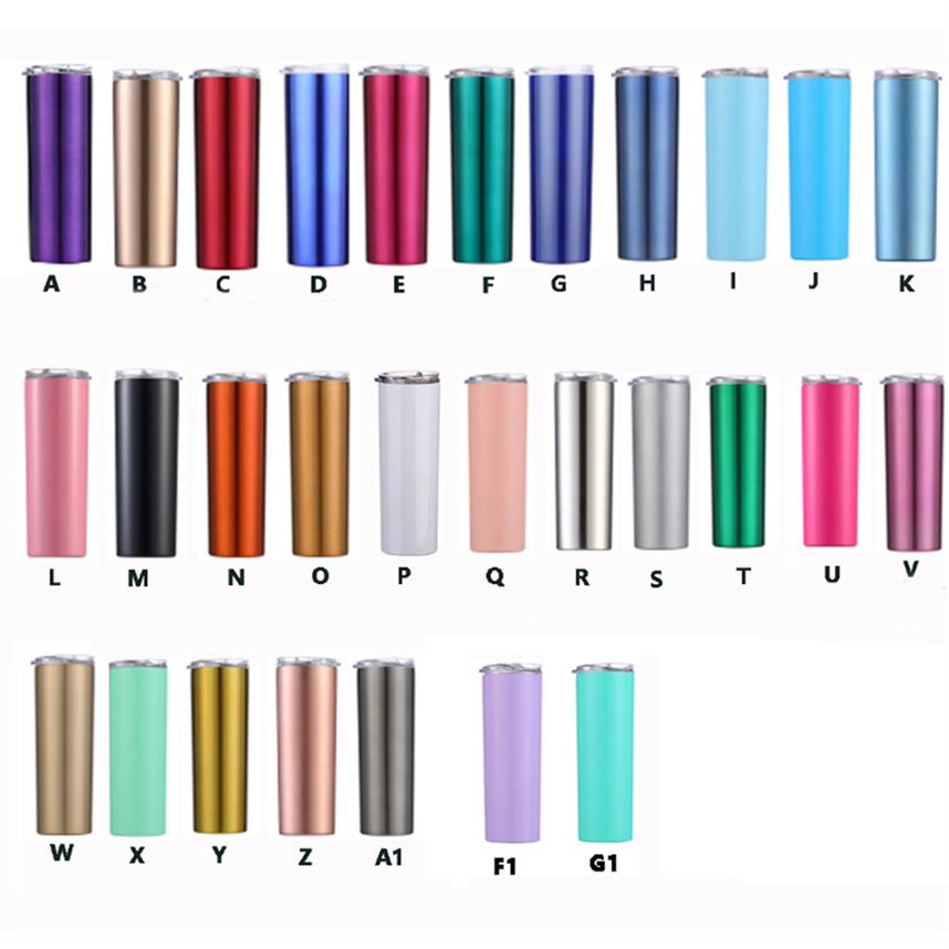 

20oz Sublimation Slim Tumbler Mugs Blank Stainless Steel Tumblers DIY Straight Cups Vacuum Insulated 600ml Car Coffee Muga16