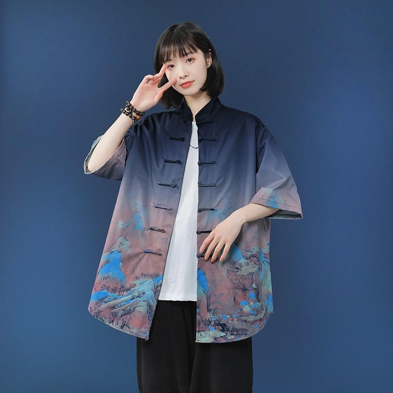 

Ethnic Clothing Harakuju Blouse Women 2021 Asian Streetwear Plus Size For Tang Suit Print Chemise Oversize Femme 31041