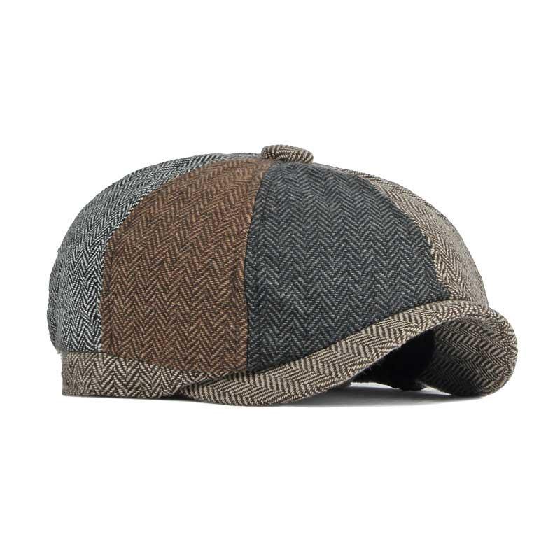 

Berets Fashion Retro Sboy Caps For Men Herringbone Stitching Flat Cap Vintage Painter Octagonal Hats Autumn Winter Woman