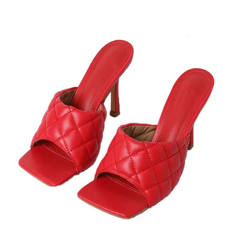 

Sandals Fashion Women Slippers PU Leather Square Toe High Heel Open Backspace Party Wedding Shoes42 8HJG, Apricot