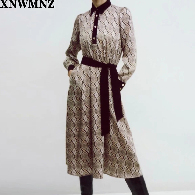 

Women Fashion with belt contrasting shirt dress Vintage Long Sleeve Collared Female Chic buttoned cuffs 210520, Picture color