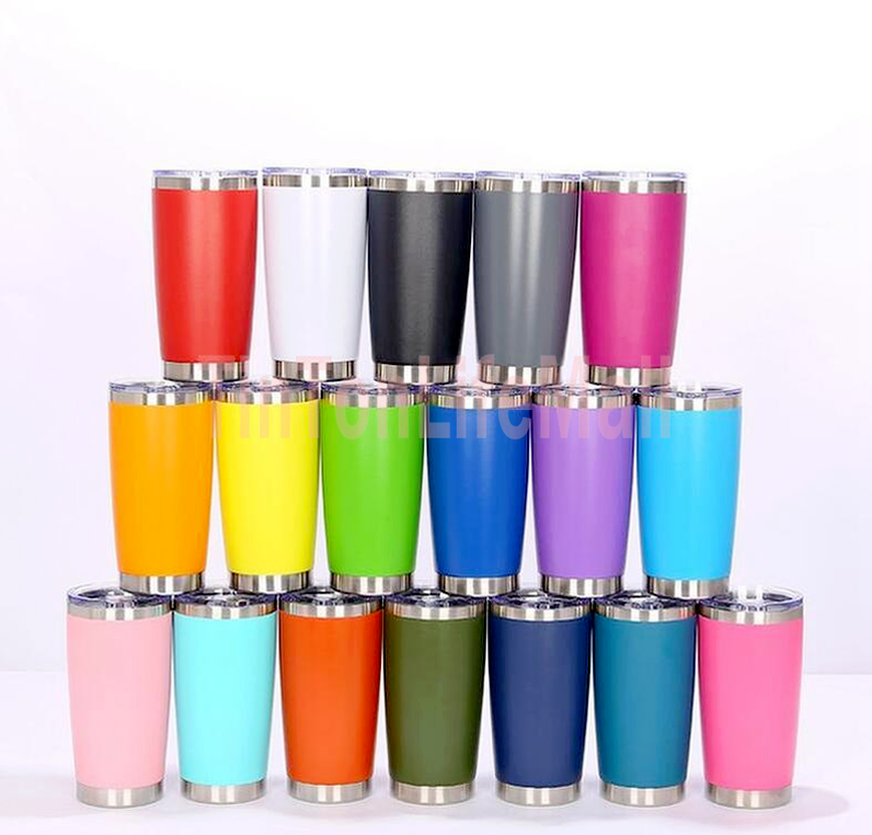 

New fashion 20oz Drinking cup Tumbler with Lid Stainless Steel Wine Glass Vacuum Insulated cup Travel 18color SE7