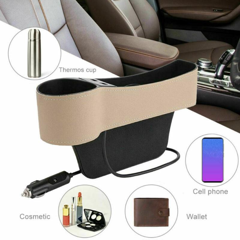 

Accessories Car Gap Storage Box Beige Slot Leather + ABS Parts Organizer