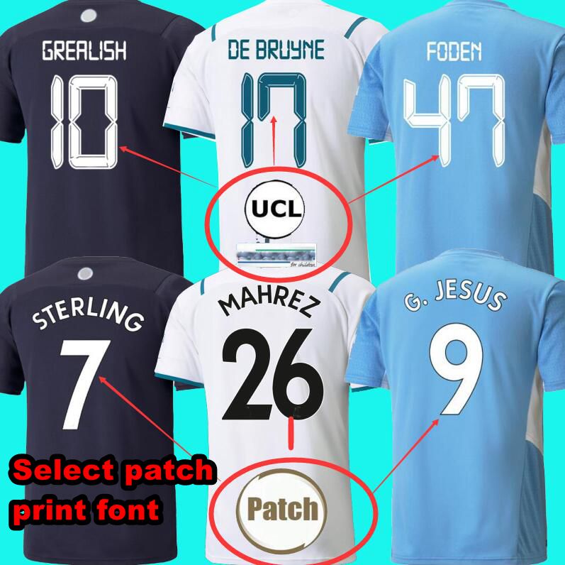 

soccer jerseys Fans Player Version 21 22 MAN GREALISH CITY STERLING FERRAN DE BRUYNE FODEN 2021 2022 football shirts men Manchester kids kit set unifor, 3rd kids