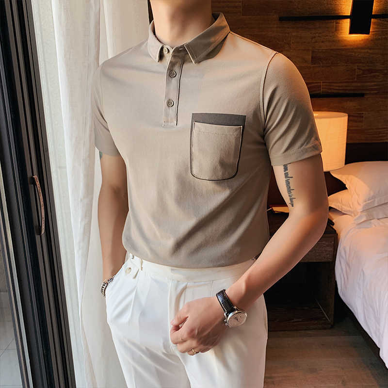 

Summer Men Polo Shirt Casual Business Formal Polo Shirt Short Sleeve Slim Polo Homme Korean Version Streetwear Tops Men Clothes 210527, Blue