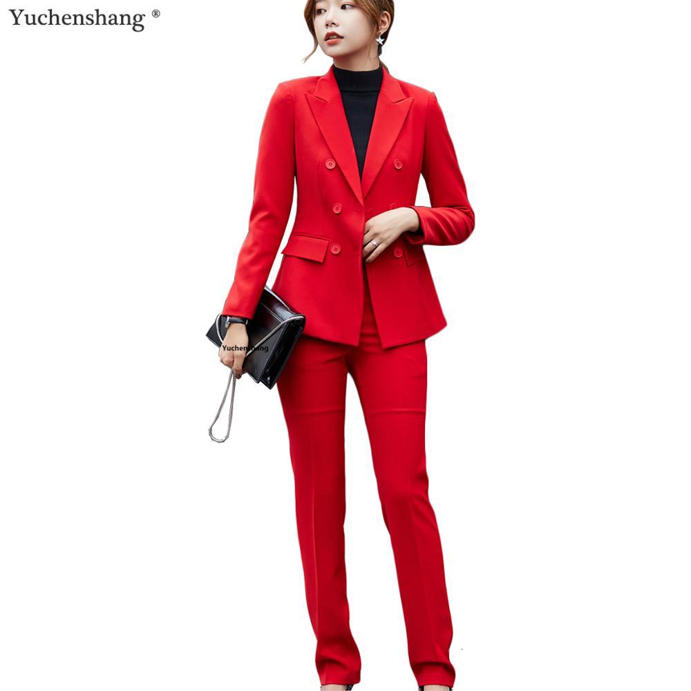 

Women' Suits & Blazers Women pant suit winter arrival fashion triple breasted Jackets And 2 Piece sets red gray black blazer EUOY, Red pant suits
