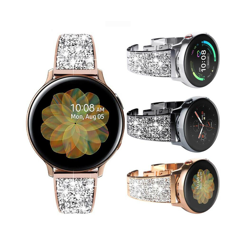 Luxury Diamond Strap 20 mm for Samsung Galaxy Watch 3 41mm Active 1 2 40 44 mm-image-705478531