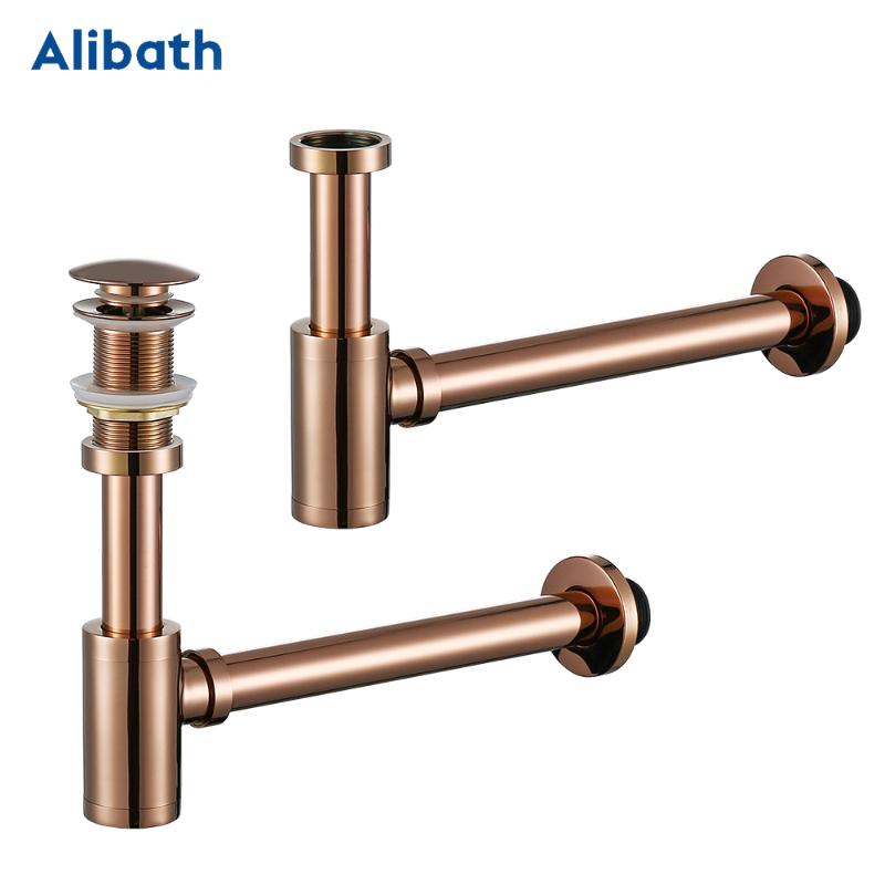 

Other Bath & Toilet Supplies Rose Gold Bottle Trap Round Siphon Solid Brass P-TRAP Bathroom Vanity Basin Pipe Waste Up Drain With Over F