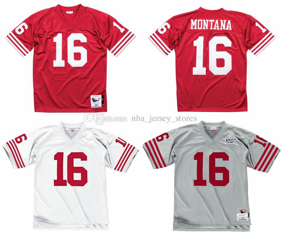 

Stitched football Jersey 16 Joe Montana 1990 Mitchell & Ness retro Rugby jerseys men women youth S-6XL