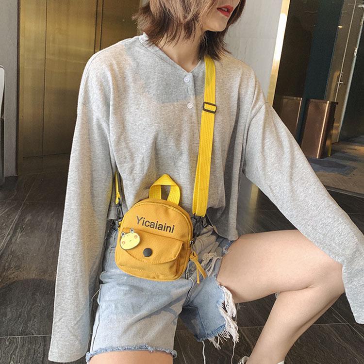 

Waist Bags Korean Girl Bag Small Square Shoulder Canvas Woven Belt Cross Body Fashion Inclined Mobile Phone Retro Messenger