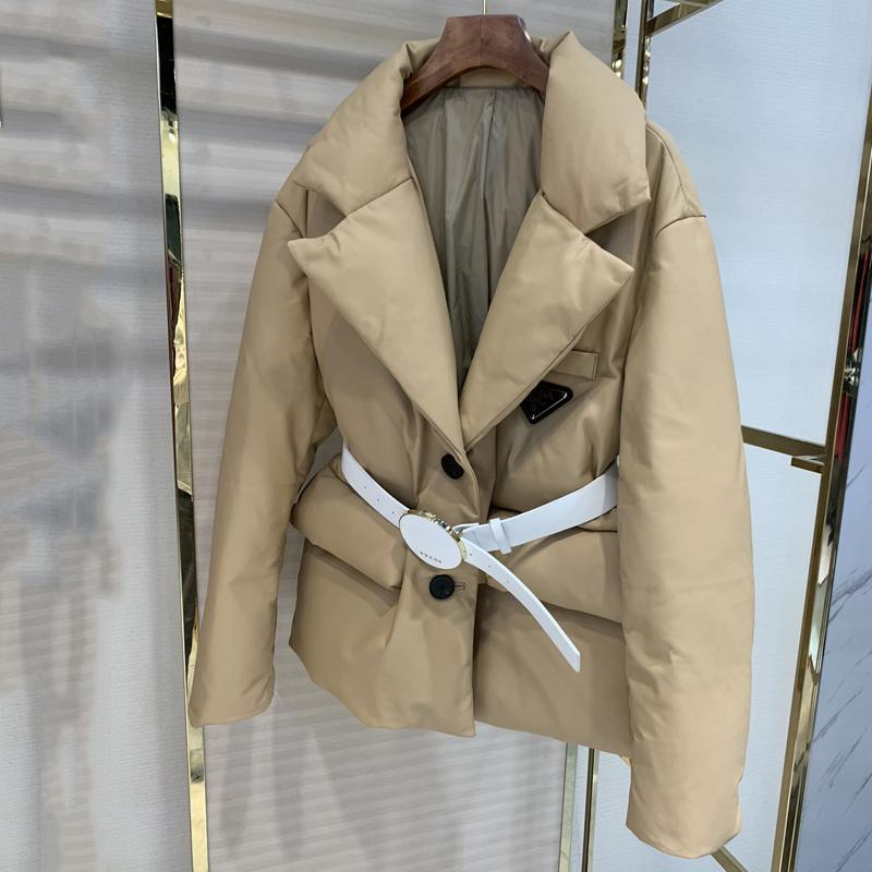 

Women's Leather & Faux Winter Coat Women Fashion Short Clothes With Belt Genuine Jacket Thick Warm Plus Size Turn-Down Collar, Black