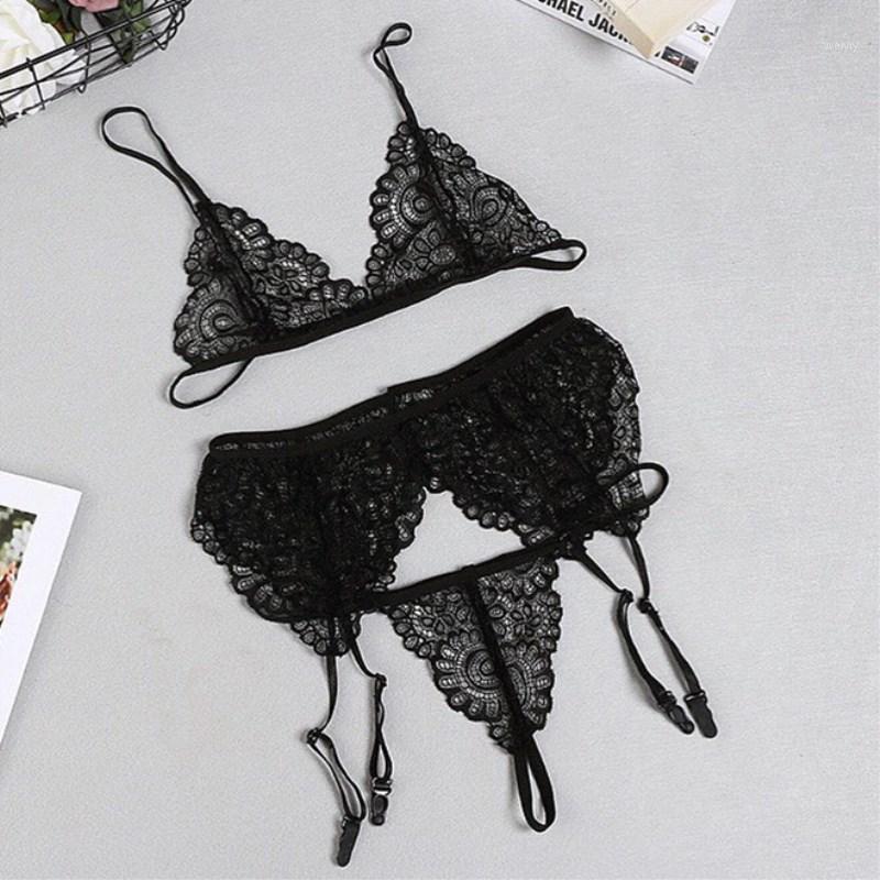 

Bras Sets 3pcs Set Transparent Women Bra + Garter White Sexy Lingerie Lace Lenceria Plus Size Underwear Push Up And Panty, Qqsy48-white