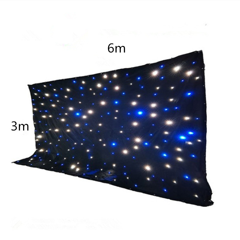 

3X6M Blue-White Color LED Star Curtain Party Decoration Stage Backdrop Cloth With DMX512 Lighting Controller For Wedding Event