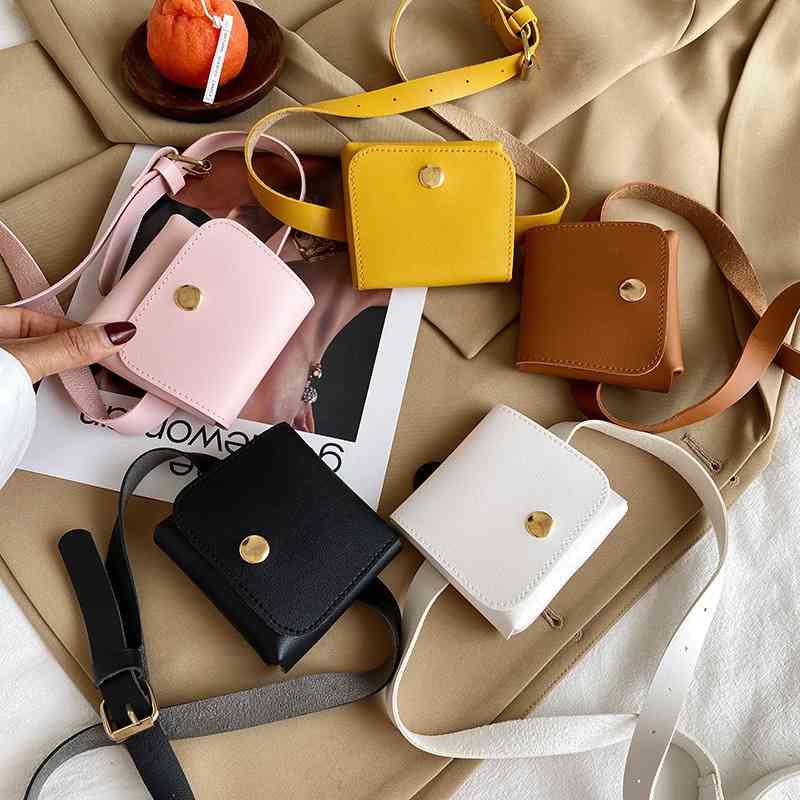 

New fashion Korean Mini children's girls' hsome concave shape chest bag Waist Messenger Bag for men and women, Black