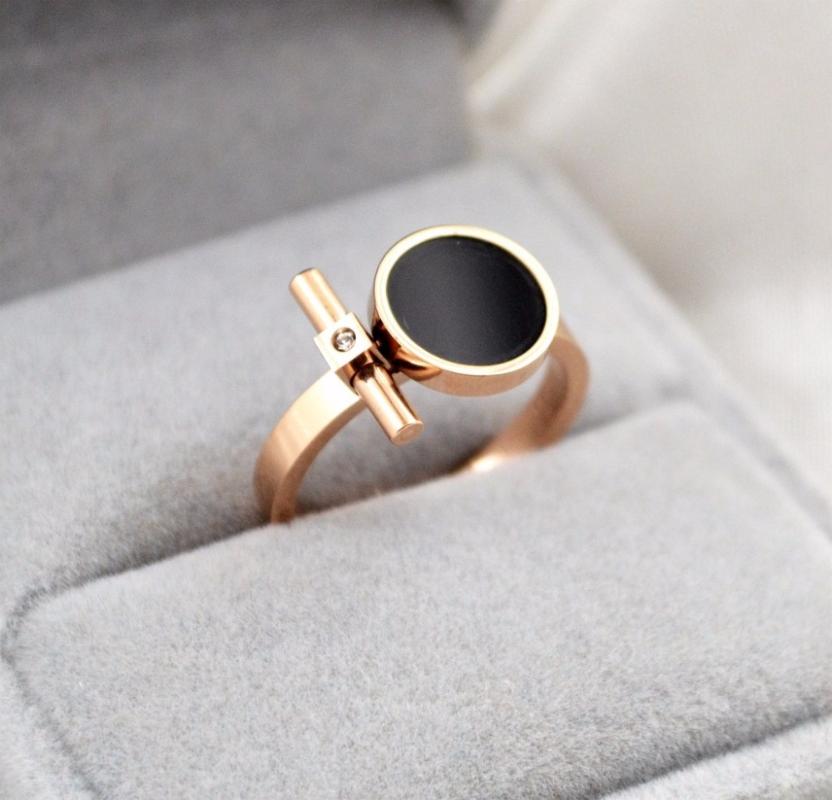 

Wedding Rings YUN RUO 316 L Stainless Steel Exquisite Beauty Black Enamel Zircon Ring Rose Gold Fashion Jewelry Birthday Gift Woman Never Fa