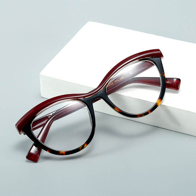 

2021 Tr90 Women Eyeglasses Frame Cat Eye And Match Colors Optical Frame With Clear Lenses Good Quality