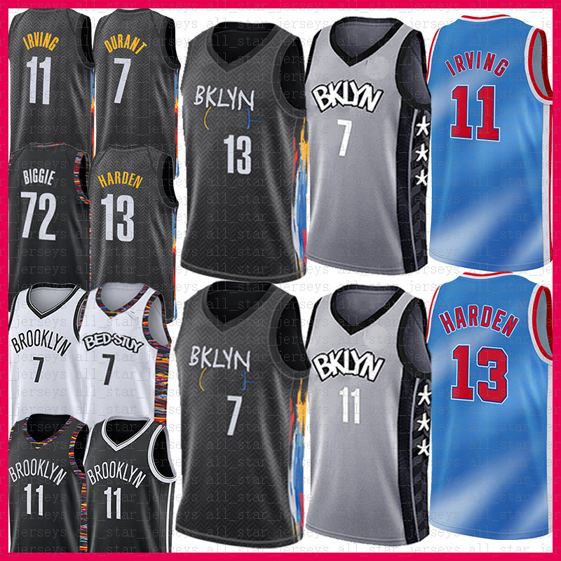 

Men's 7 Kyrie 11 Kevin 72 Irving Biggie Durant 13 Harden Basketabll Jersey Mens 2021 new NCAA Jerseys Black Grey Blue White Brooklyn Net, Please pay $20 if you need 1 patch